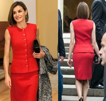 Letizia Falda roja Nina Ricci. 