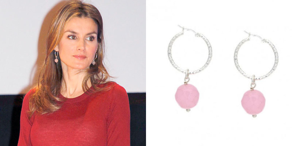 Letizia Pendientes con piedra rosa